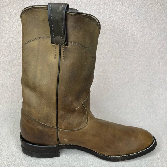 Justin Leather Western Cowboy Roper Boots Women’s 7.5 Brown Southwestern Rodeo - Picture 8 of 14